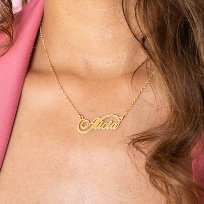 Collier prénom infini en argent plaqué or