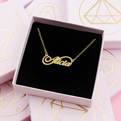 Collier prénom infini en argent plaqué or