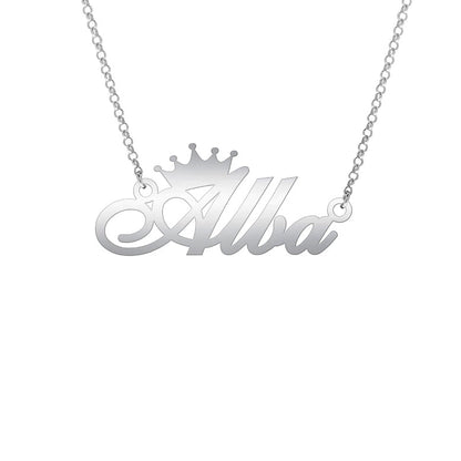 Collier prénom personnalisable en argent avec couronne