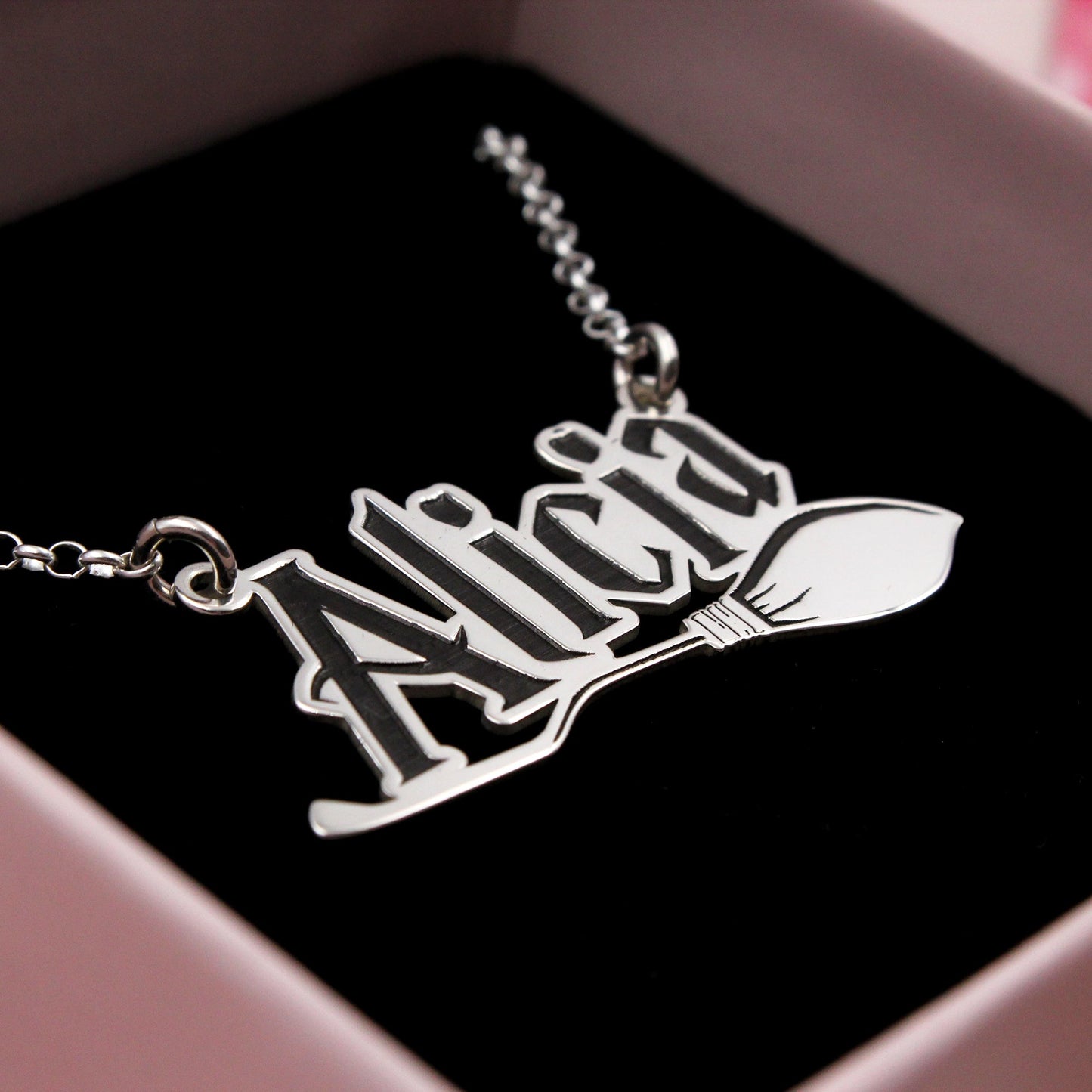 Collier Prénom Personnalisé Argent 925 Balai Magique