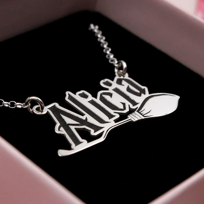 Collier Prénom Personnalisé Argent 925 Balai Magique