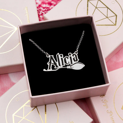 Collier Prénom Personnalisé Argent 925 Balai Magique