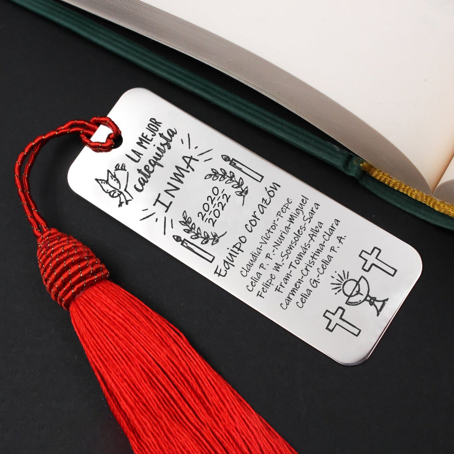Marque-page Argent 925 Personnalisé - Cadeau Catéchiste