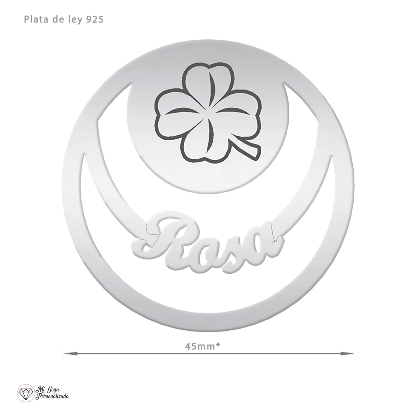 Marque-page en argent 925 personnalisable avec nom et trèfle