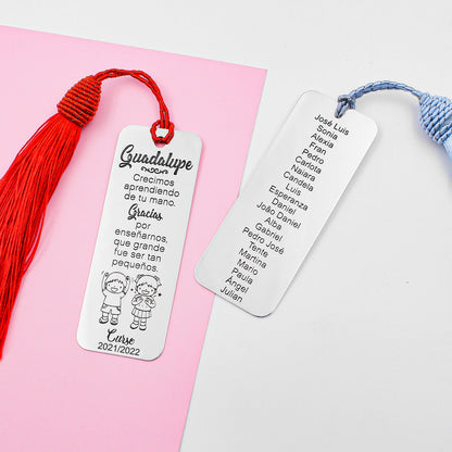 Marque-page en argent personnalisable pour professeur