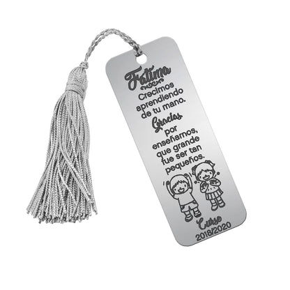 Marque-page en argent personnalisable pour professeur