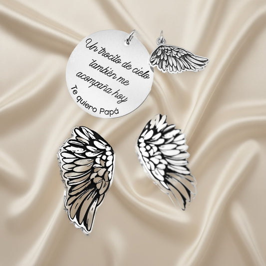 Médaille Bouquet de Mariée & Boutons de Manchette Ailes en Argent