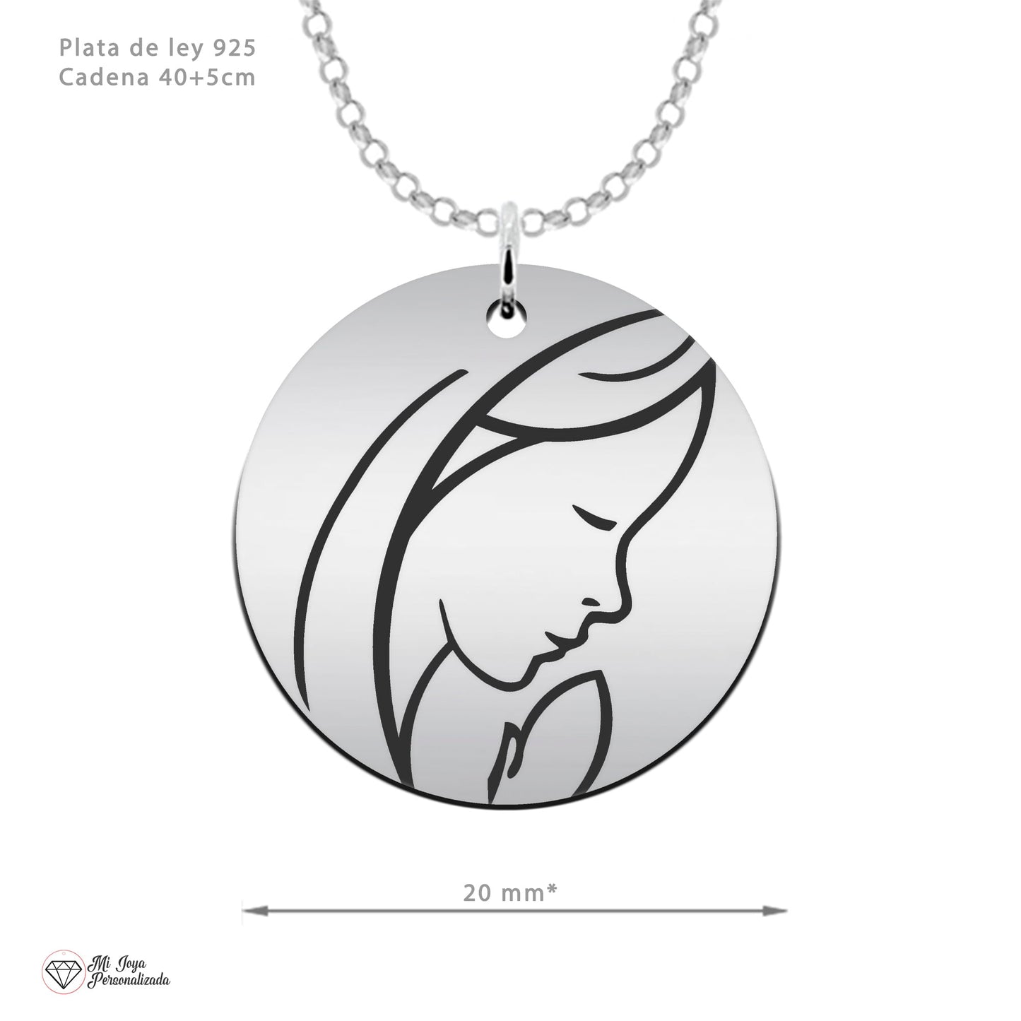 Médaille de Communion Vierge en Argent Personnalisable