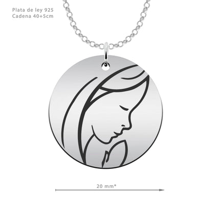 Médaille de Communion Vierge, gravure personnalisée, argent 925