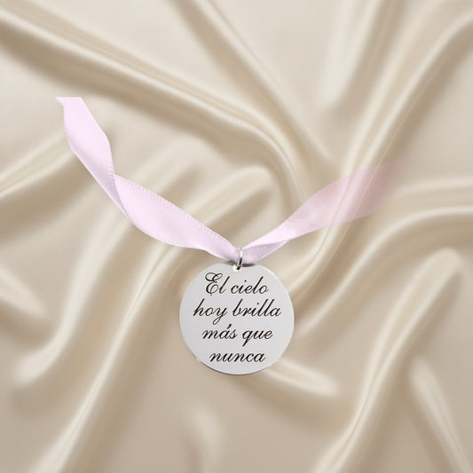 Médaille Personnalisée en Argent 925 pour Bouquet de Mariée
