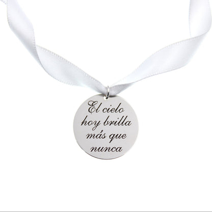 Médaille Personnalisée en Argent 925 pour Bouquet de Mariée
