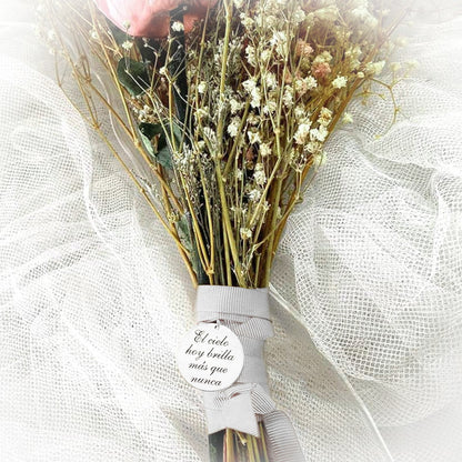 Médaille Personnalisée en Argent 925 pour Bouquet de Mariée