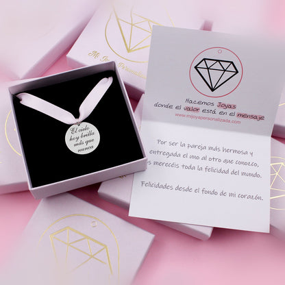 Médaille Personnalisée en Argent 925 pour Bouquet de Mariée
