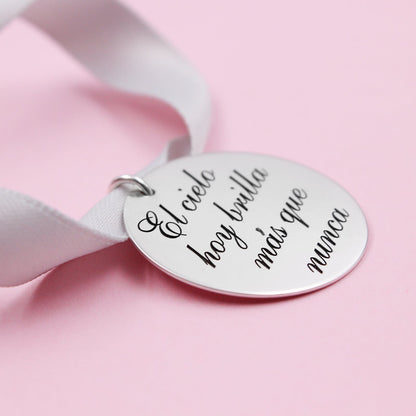Médaille Personnalisée en Argent 925 pour Bouquet de Mariée