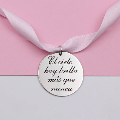 Médaille Personnalisée en Argent 925 pour Bouquet de Mariée