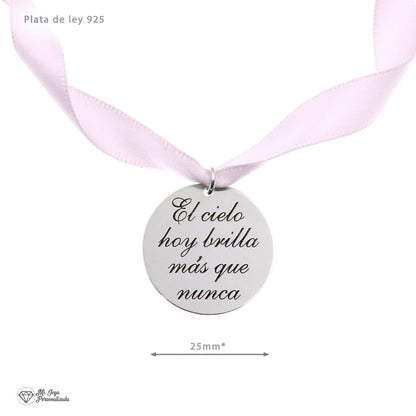 Médaille Personnalisée en Argent 925 pour Bouquet de Mariée