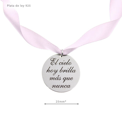 Médaille Bouquet de Mariée, gravure personnalisée, argent 925