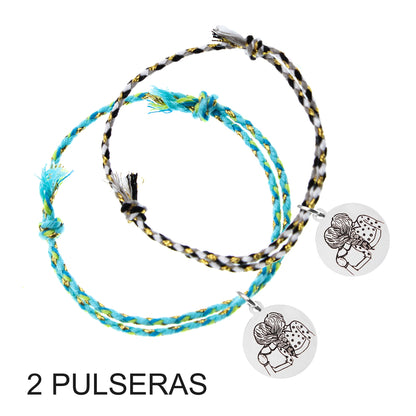 Pack de 2 Bracelets Amie avec Médaille en Argent Gravée