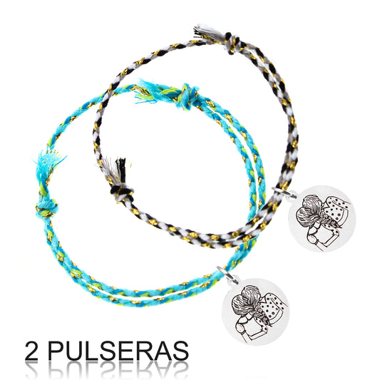 Pack de 2 Bracelets Amie avec Médaille en Argent Gravée