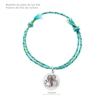 Pack de Deux Bracelets Amies, médaille gravée, argent 925