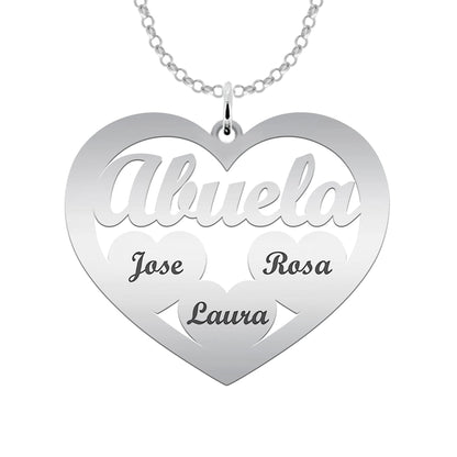 Pendentif cœur en argent 925 personnalisable avec prénoms