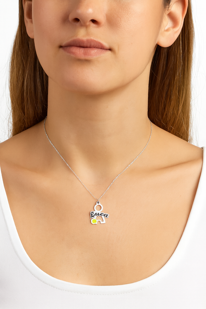 Pendentif enfant personnalisé prénom et pierre de naissance argent 925