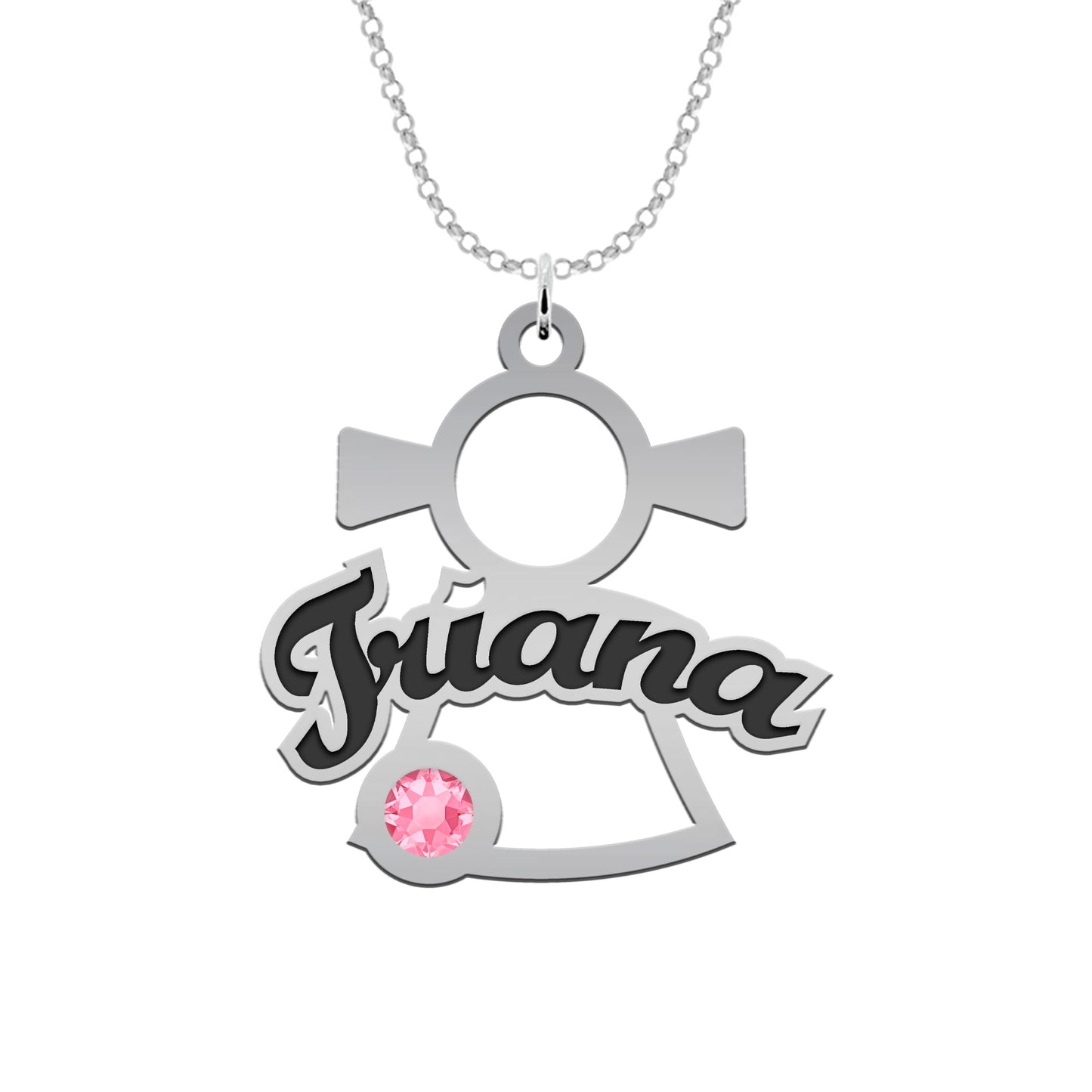 Pendentif enfant personnalisé prénom et pierre de naissance argent 925