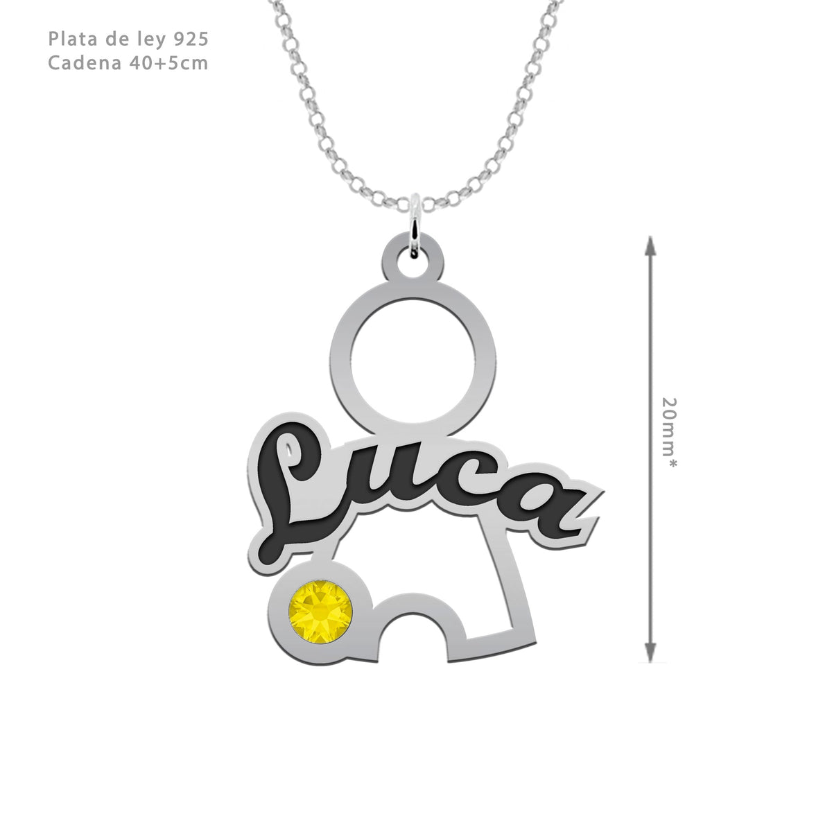 Pendentif Maman, prénoms des enfants et pierres de naissance, argent 925