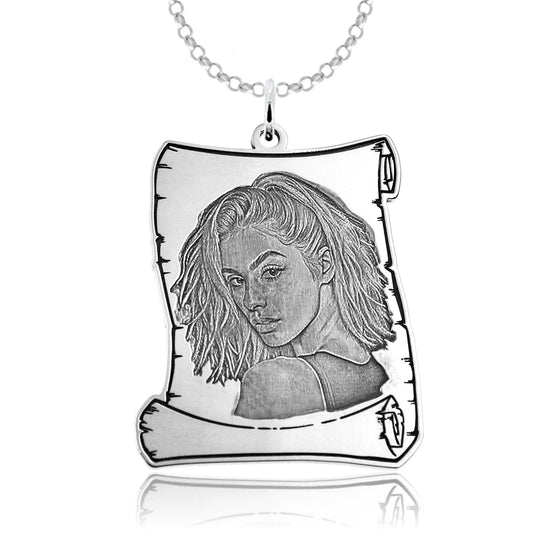 Pendentif Photo Gravée, en souvenir d'un proche, argent 925