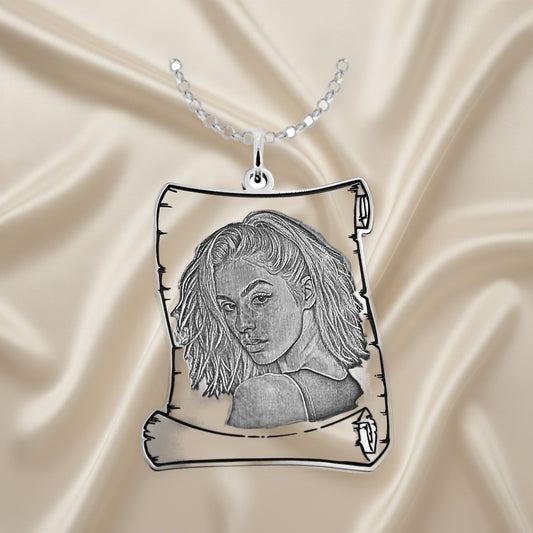 Pendentif Pergamino Argent 925 avec Photo Gravée