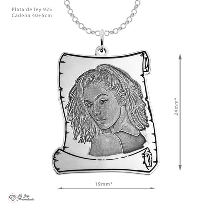Pendentif Pergamino Argent 925 avec Photo Gravée