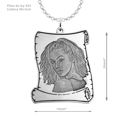 Pendentif Photo Gravée, en souvenir d'un proche, argent 925