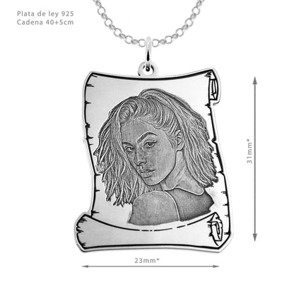 Pendentif Photo Gravée, en souvenir d'un proche, argent 925