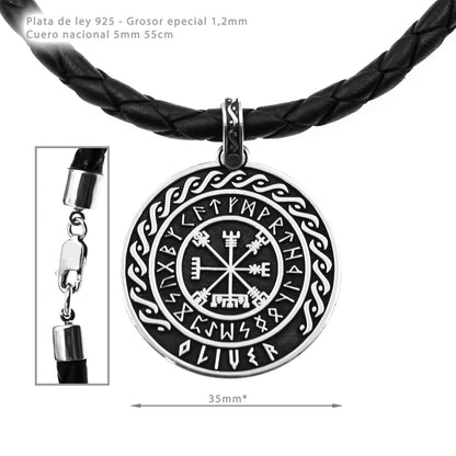 Pendentif Viking Runes Gravées, cadeau pour un homme, argent 925