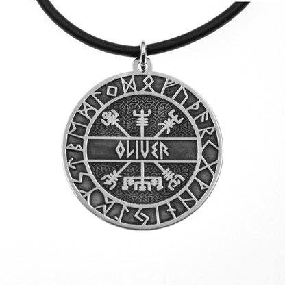 Pendentif Viking Vegvísir Personnalisable en Argent 925
