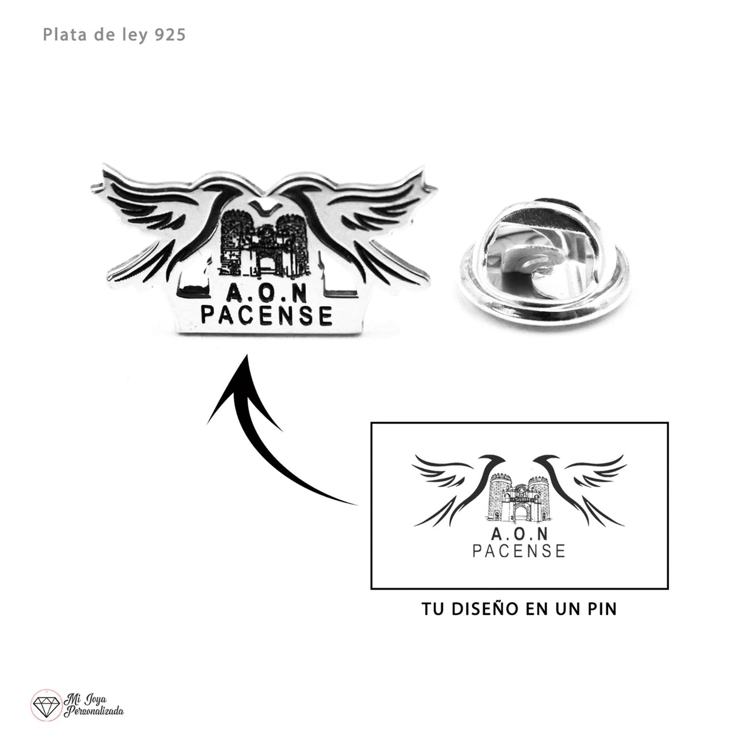Pin personnalisable en argent 925 pour logo ou emblème
