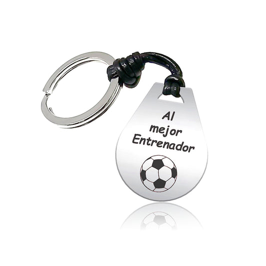 Porte-clés argent 925 gravé pour coach de football