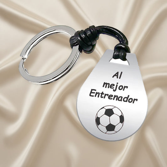 Porte-clés argent 925 gravé pour coach de football