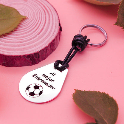 Porte-clés argent 925 gravé pour coach de football