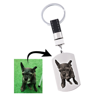 Porte-clés en acier personnalisé avec photo de votre animal