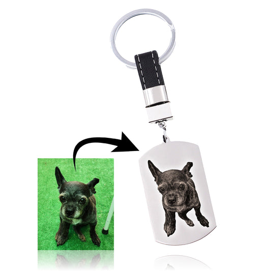 Porte-clés en acier personnalisé avec photo de votre animal
