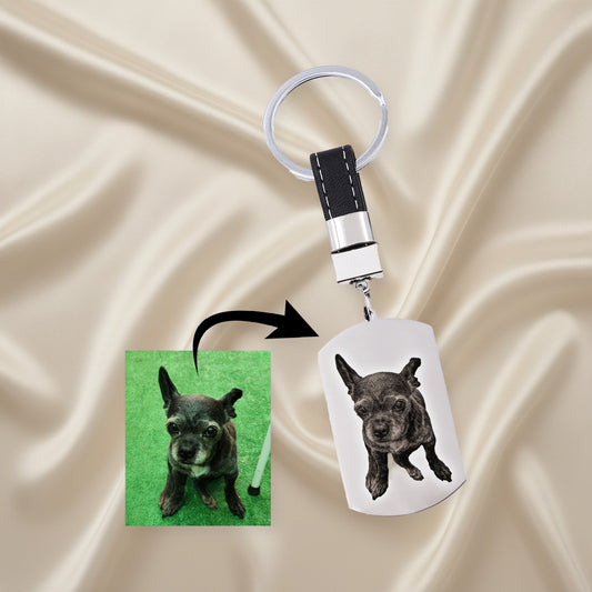 Porte-clés en acier personnalisé avec photo de votre animal