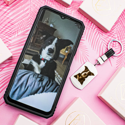 Porte-clés en acier personnalisé avec photo de votre animal