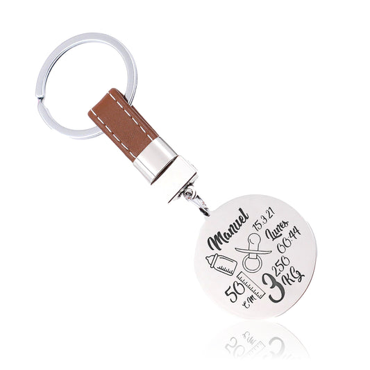 Porte-clés personnalisable | Date et heure de naissance bébé
