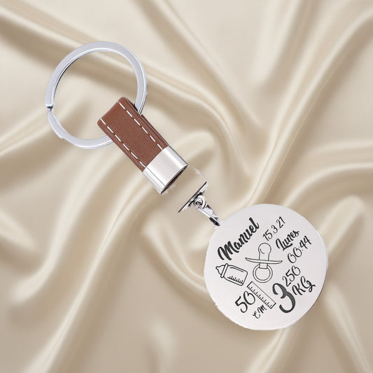 Porte-clés personnalisable | Date et heure de naissance bébé