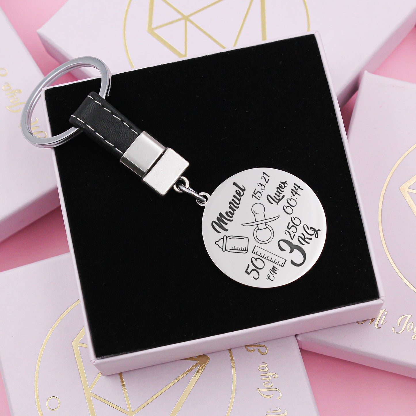 Porte-clés personnalisable | Date et heure de naissance bébé