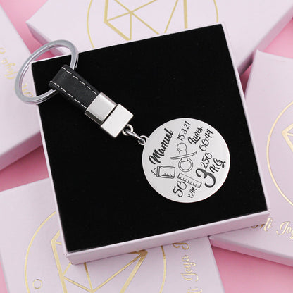 Porte-clés personnalisable | Date et heure de naissance bébé