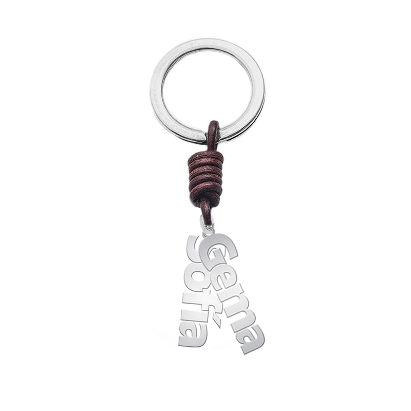 Porte-clés personnalisable en argent avec prénoms