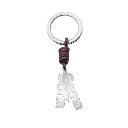 Porte-clés personnalisable en argent avec prénoms