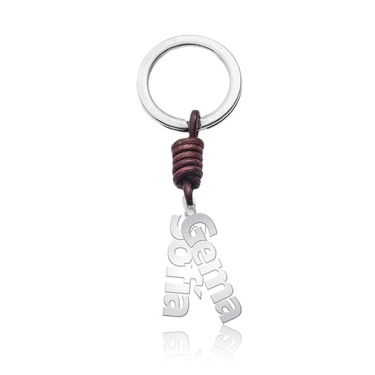 Porte-clés personnalisable en argent avec prénoms
